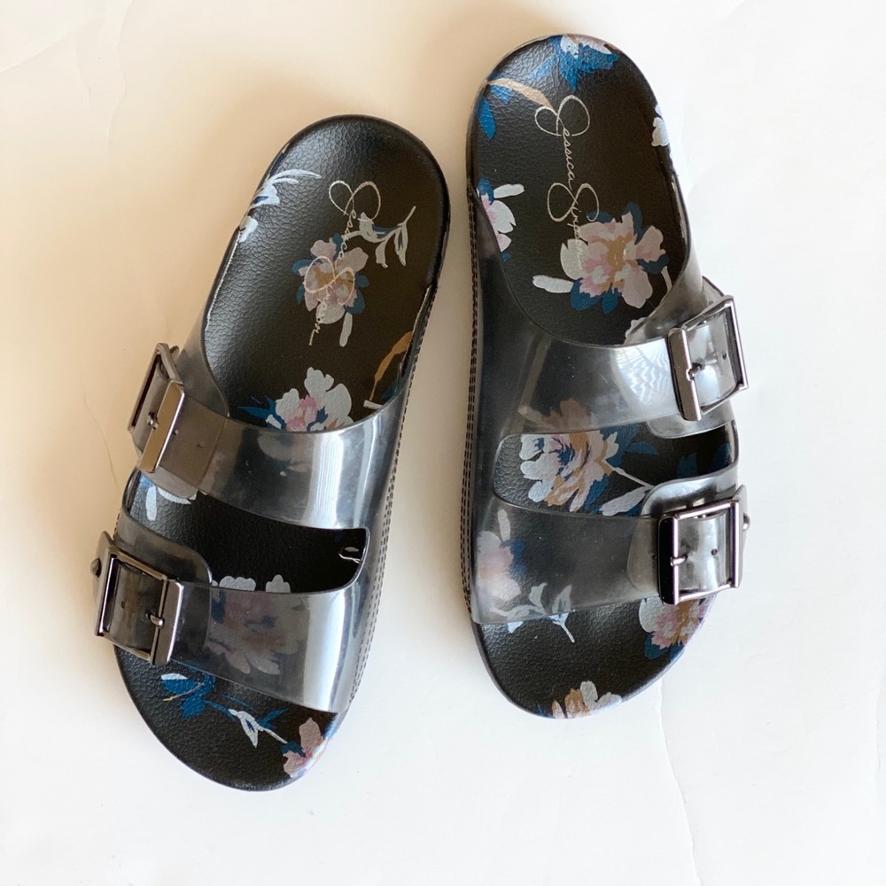 Jessica Simpson Clear Strap Floral Sandals